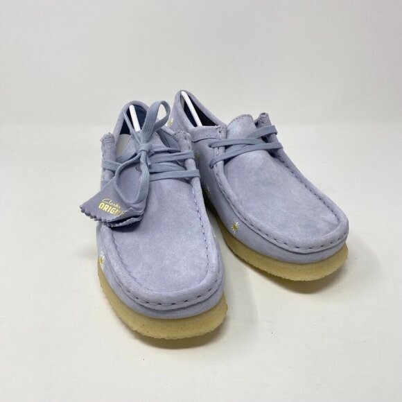 Clarks Wallabee Embroidered Slip-On Shoes Size 10 Cloud Grey Embroidery Suede - Picture 4 of 12
